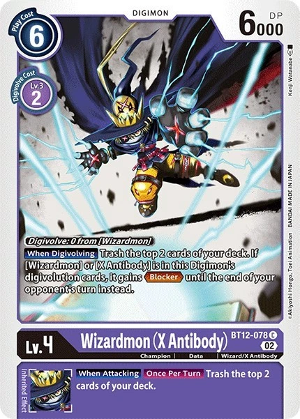 Digimon TCG BT12-078 Wizardmon (X Antibody) Common Across Time Card Game