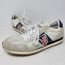 Polo Ralph Lauren Train 90 Mens Cream Navy Suede Retro Running Sneakers Size 10