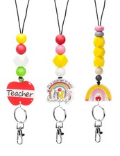 Teacher Lanyard Silicone Beaded Badge Breakaway Lanyard Cute Teacher Gift ID ...