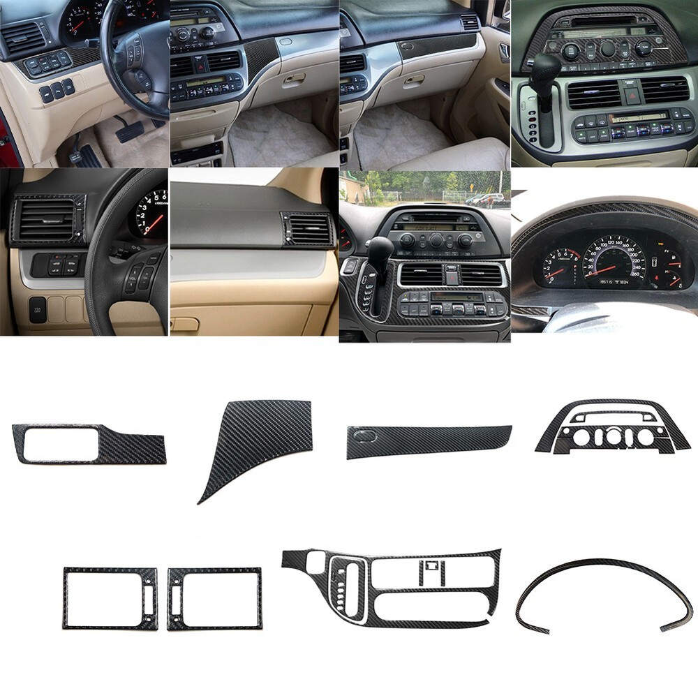 18Pcs Carbon Fiber Interior Kit Cover For Honda Odyssey 2005-2010 Accessories