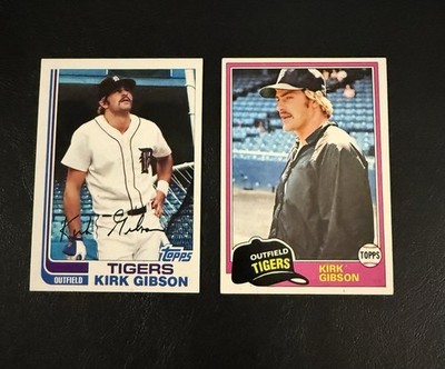 (2) 1981-82 Topps Kirk Gibson # 315 RC & #105 - Detroit Tigers - NMT
