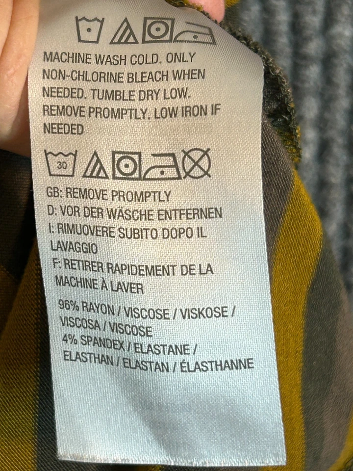 Camiseta sin mangas LOGO by Lori Goldstein Swing para mujer XS a rayas gris mostaza sin mangas Foto 4 de 4