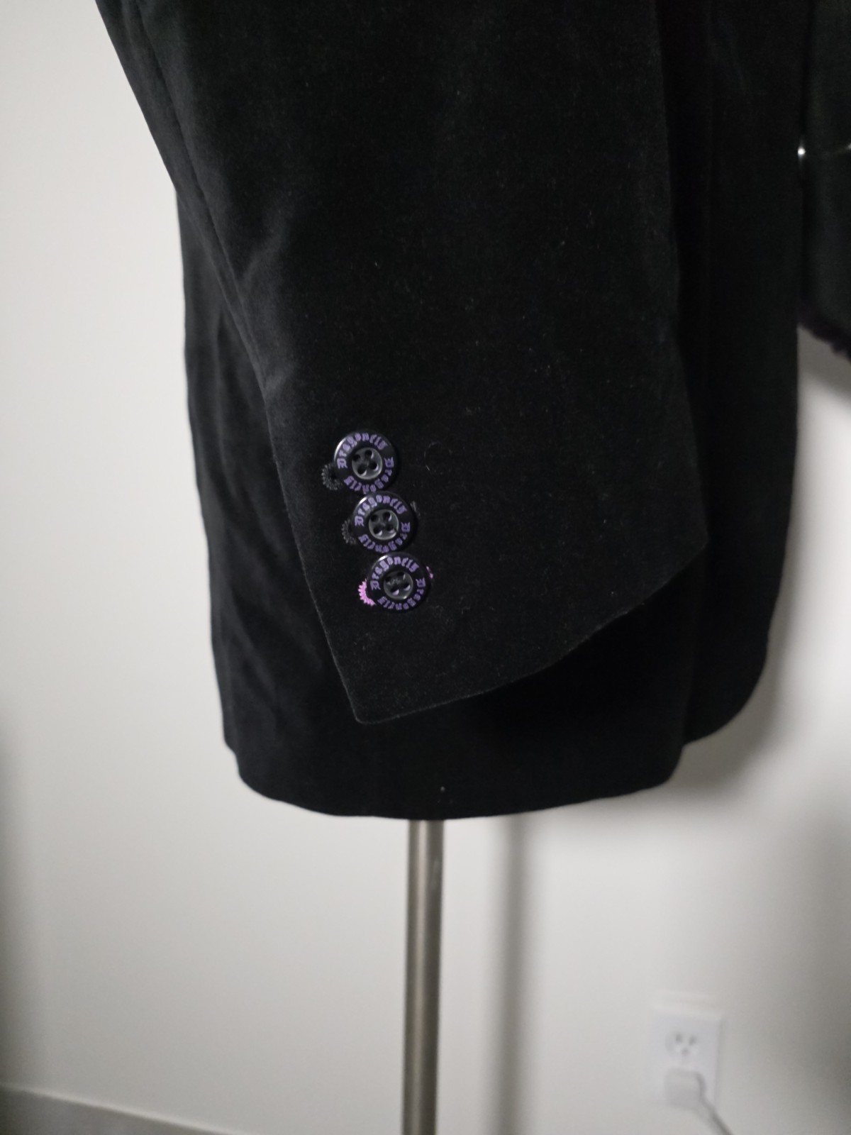 3xl 48L Dragonfly Velvet Black Purple Lining Smoking Blazer sport Coat Jacket image 6