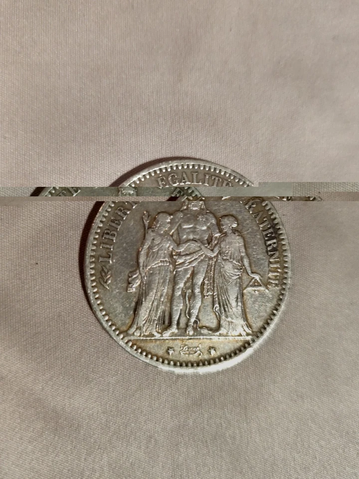 pièce 5 francs argent hercule 1876 atelier K - Photo 1/4