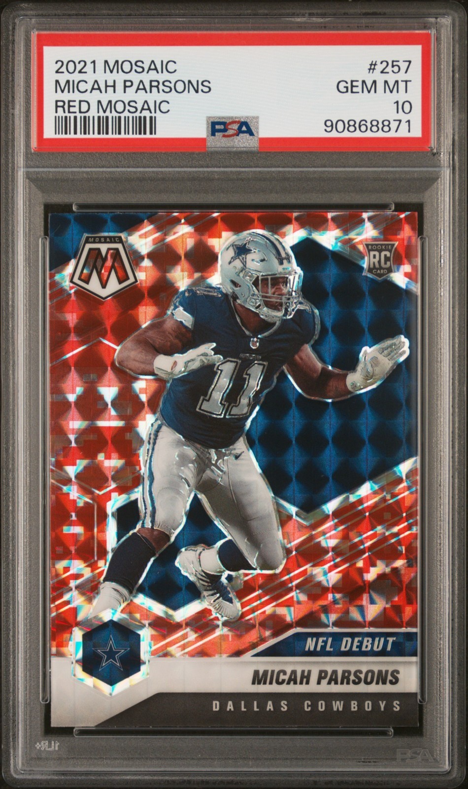 MICAH PARSONS 2021 Panini Red Mosaic Rookie RC PSA 10 GEM MINT #257