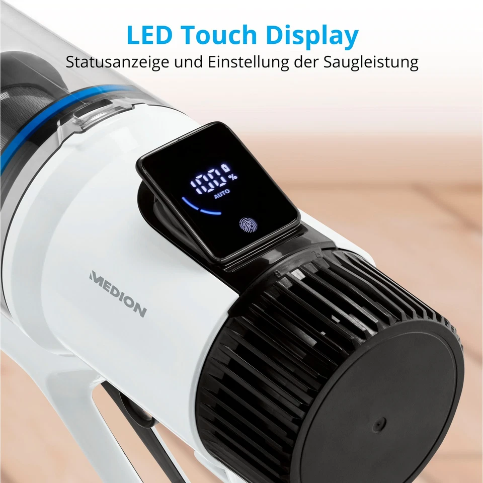 MEDION LIFE P400 W Akku-Stielstaubsauger mit Wischfunktion 2in1 400W 700ml 26kPa - Bild 3 von 4