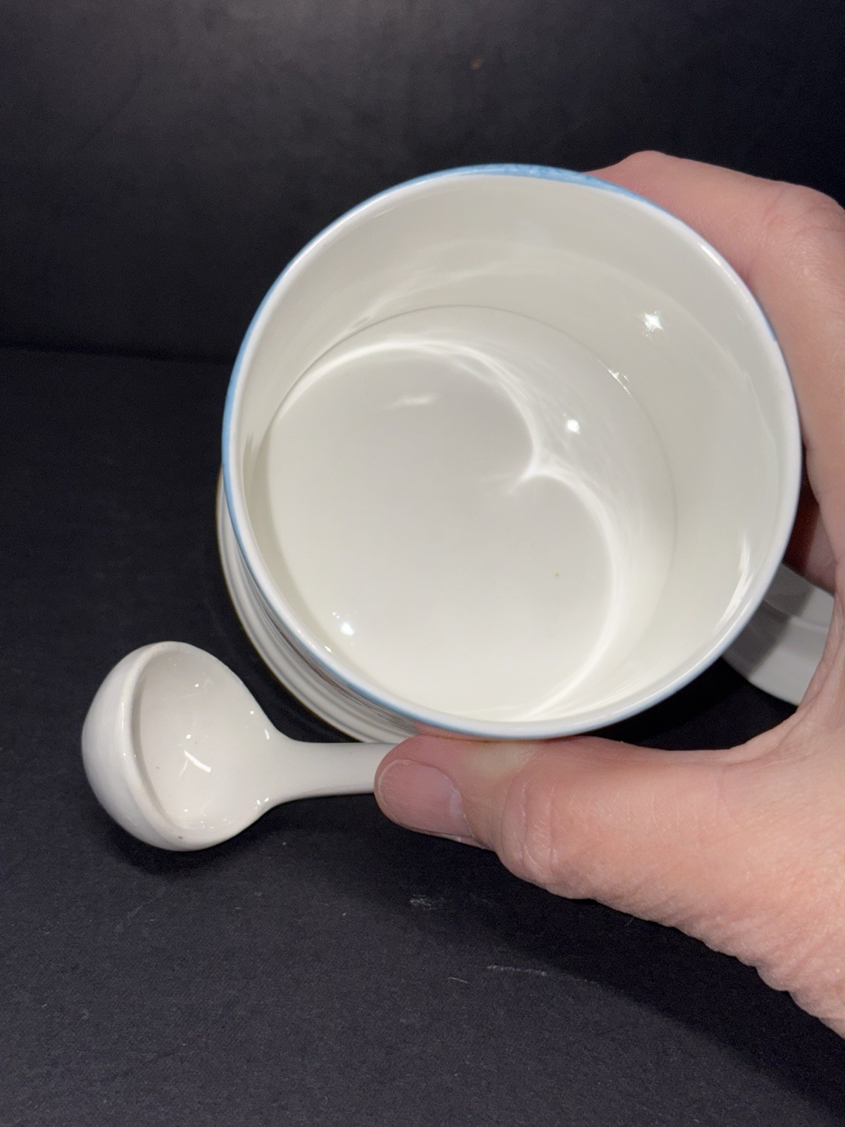 Vintage Crown Staffordshire “Lyric Tunis Blue” Fine Bone China Jam Jar Lid Spoon