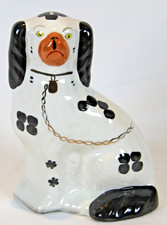 Charming Arthur Wood Staffordshire Wally dog in black & white with orange nose