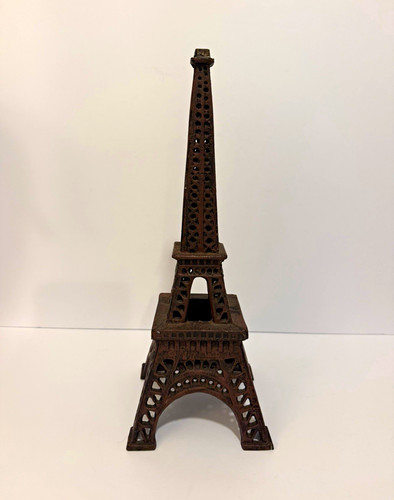 France Eiffel Tower CAST IRON sculpture tea light 4.5 pounds/ 14” vintage rust