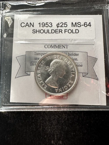 1953 SF  Coin Mart Graded Canadian, ¢25 Cent, **MS-64**