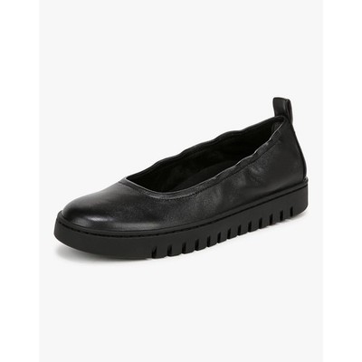Vionic Uptown Ballet Flats Black Leather Platform Lug Sole Orthotic Size 7.5