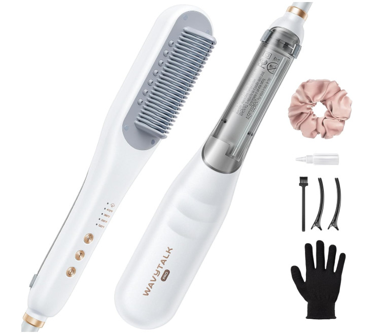Wavytalk Pro Steam Hair Straightener Brush 3 in 1 Steamline Reduces Damage