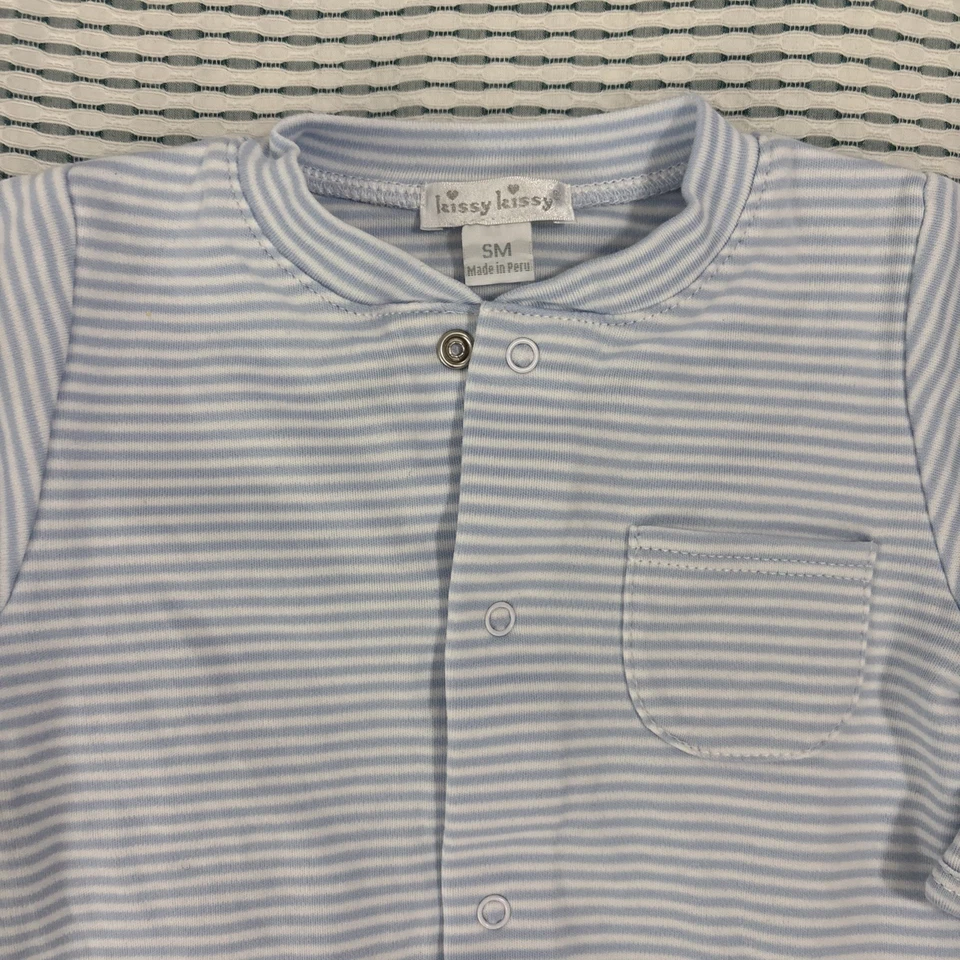 Kissy Kissy Simple Stripes Converter Gown Blue Pima Cotton  5 Months - Image 2 of 4