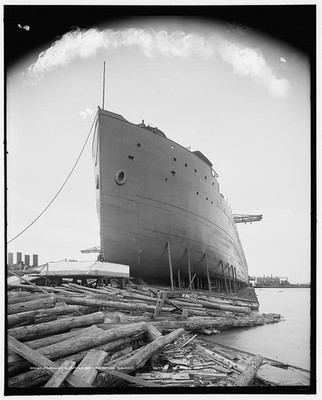 Photo:S.S. William G. Mather, bow view before launch