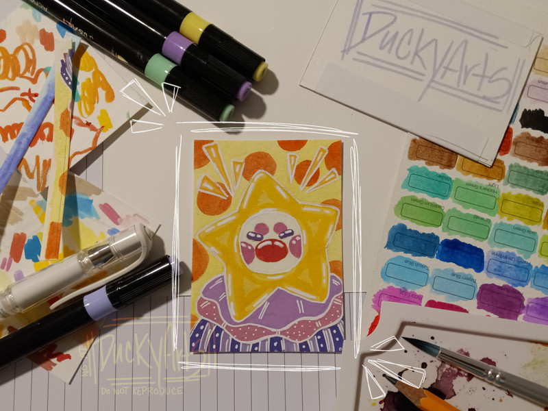 One Of a Kind ACEO Original Art Card - DuckyArts "Star Clown" 2026 1 of 2
