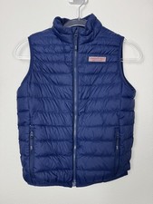 Vineyard Vines Down Puffer Vest Youth Medium 12-14 Blue Performance Quilted