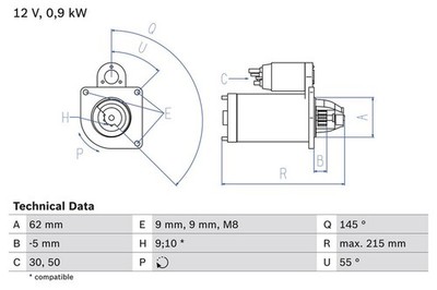 Starter Bosch for Citroen AX 10 E 0 986 013 850