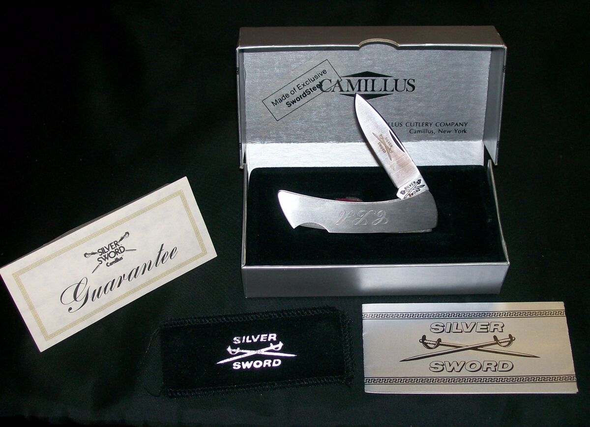 Camillus 864 Lockback Knife & Pouch Silver Sword 3-1/8 Camillus 864 Lockback Knife & Pouch Silver Sword 3-1/8