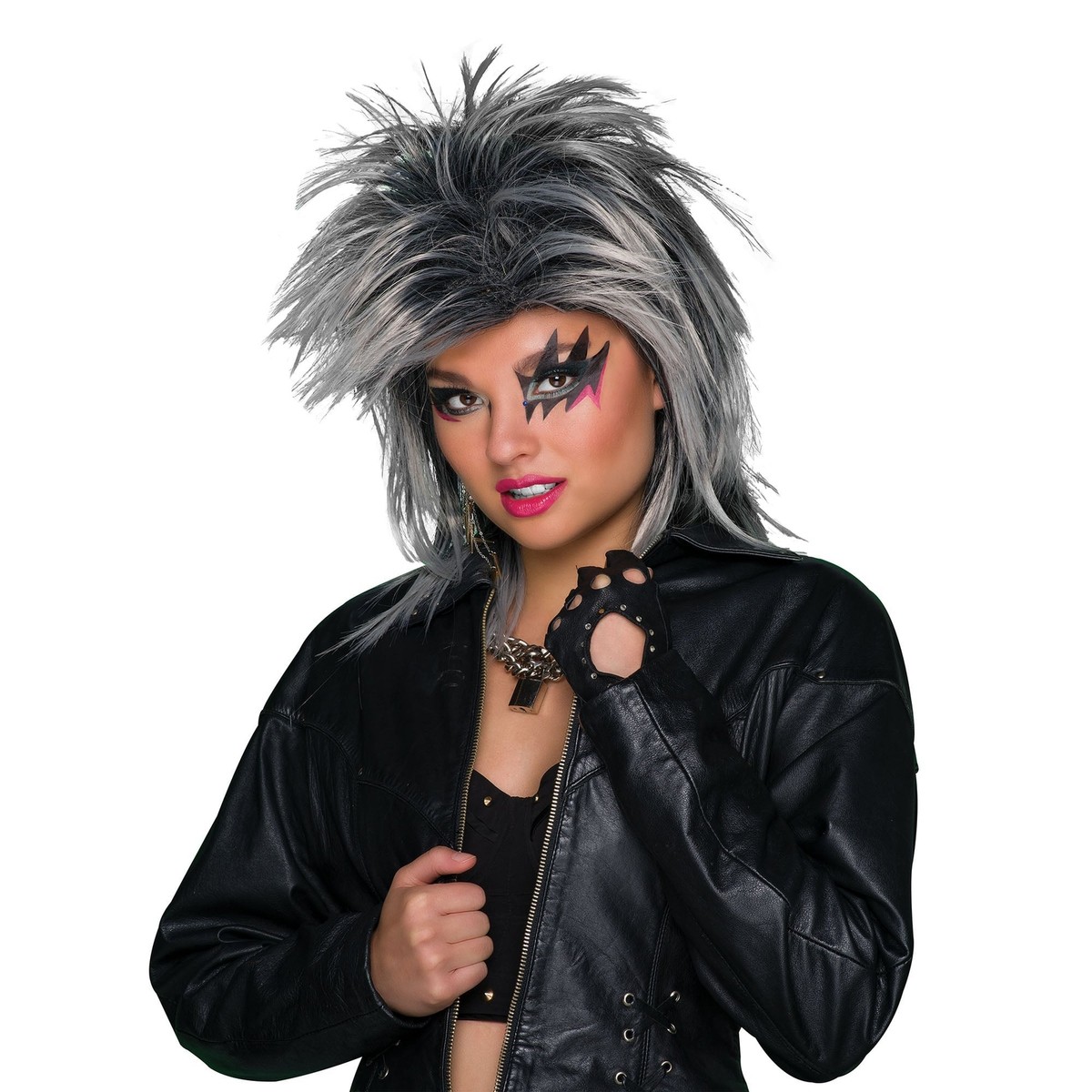 Tina Turner Two Tone Wig Grey Black Punk Hair | eBay