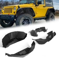 Front and Rear Inner Fender Liners for Jeep Wrangler 2007-2018 JK JKU 4WD(Black)
