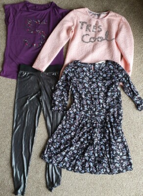 Girls Bundle Of Clothes Age 11-12 Years Tops, Dress, Leggings (4