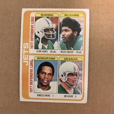 1978 Topps # 519 New York Jets Team Leaders Checklist Football Clean Unmarked