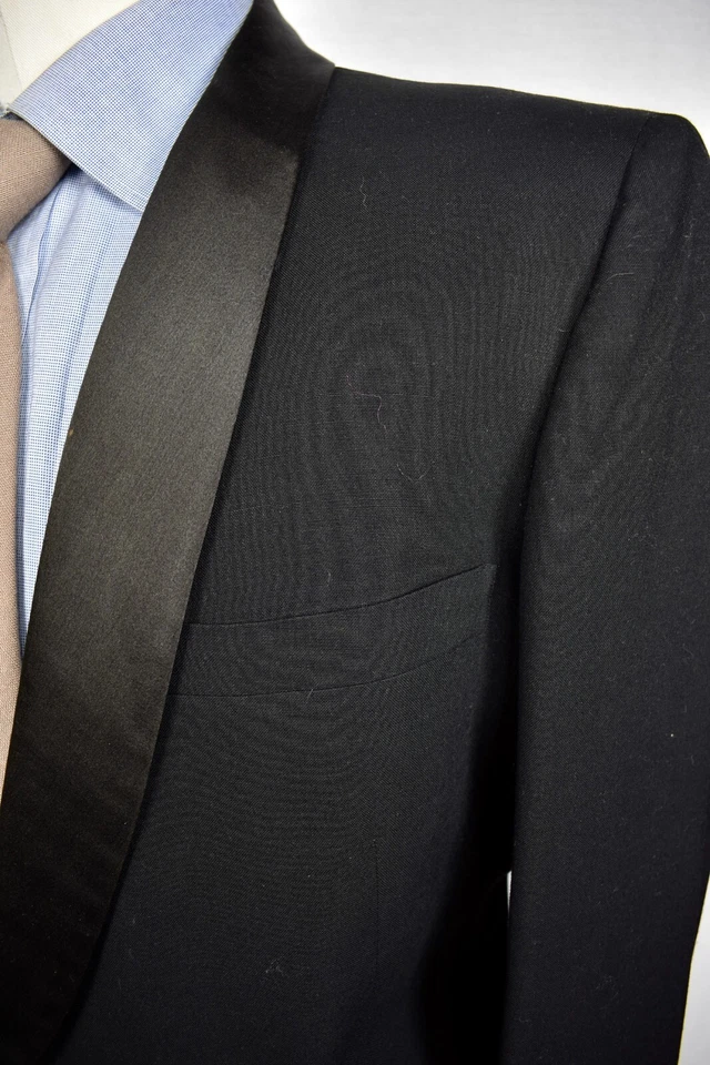 1950 年代 Rockingham 纯黑色羊毛两件式单扣晚餐套装尺寸:41S — 第 3/4 张图片