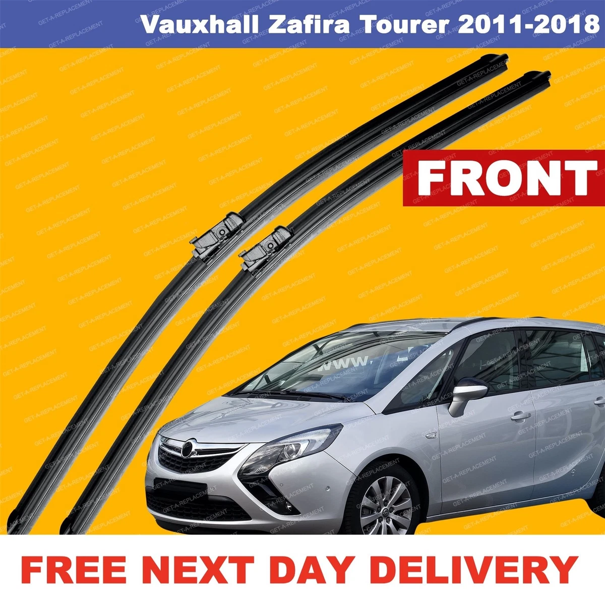 Front Windscreen Wiper Blades For Vauxhall Zafira 2005-2014 – Pair, Direct Fit, 2822