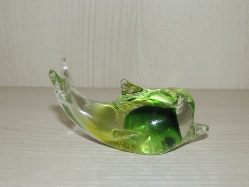Original Mid.20th Murano Glass Dolphin Figurine ,green color ,Italian glass art - Picture 2 of 7