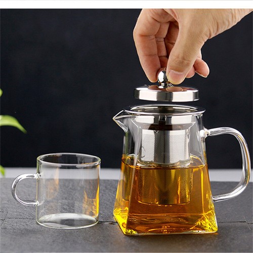 350ML/550ML/750ML Clear Glass Teapot Jug With Infuser Coffee Tea Leaf Herbal Pot - Picture 6 of 14