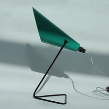 Vintage 1950s Italian atomic teal metal small table / desk lamp