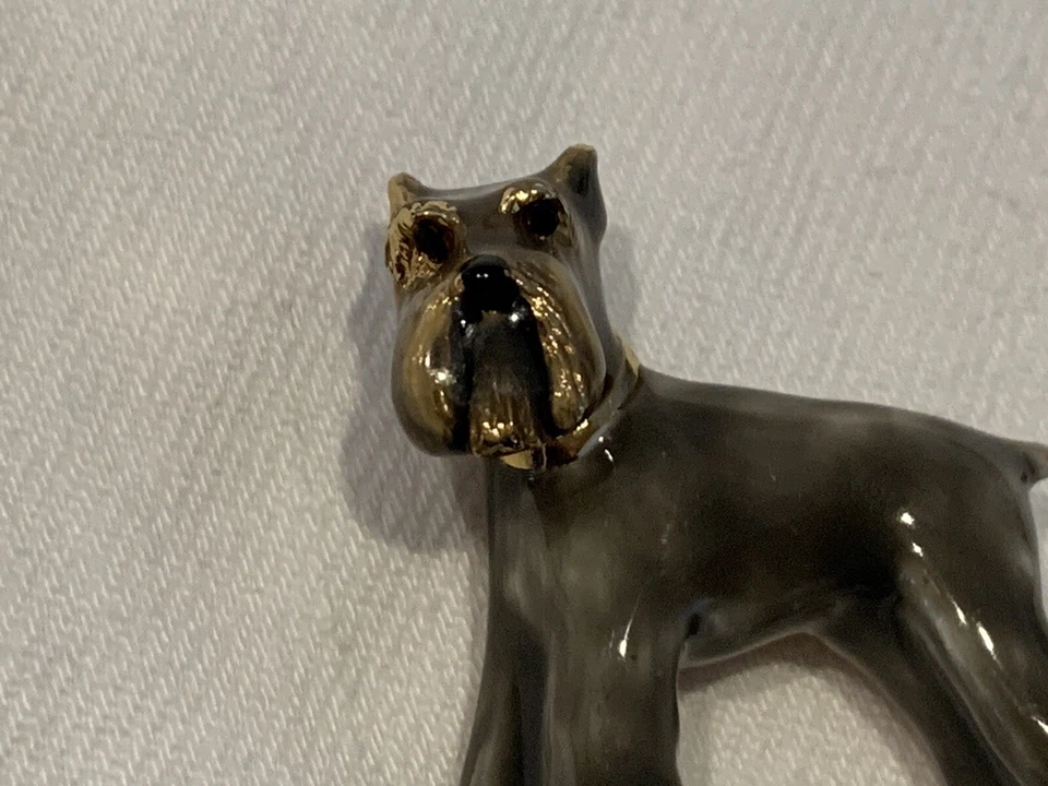 Broche Erwin Perla Perro Pin Schnauzer Esmalte/Metal Firmado ¡Raro! Foto 2 de 4