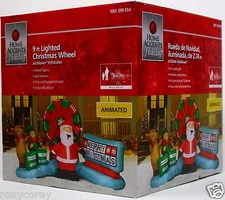 Home Accents 9 ft Animated Lighted Christmas Wheel Airblown Inflatable NIB