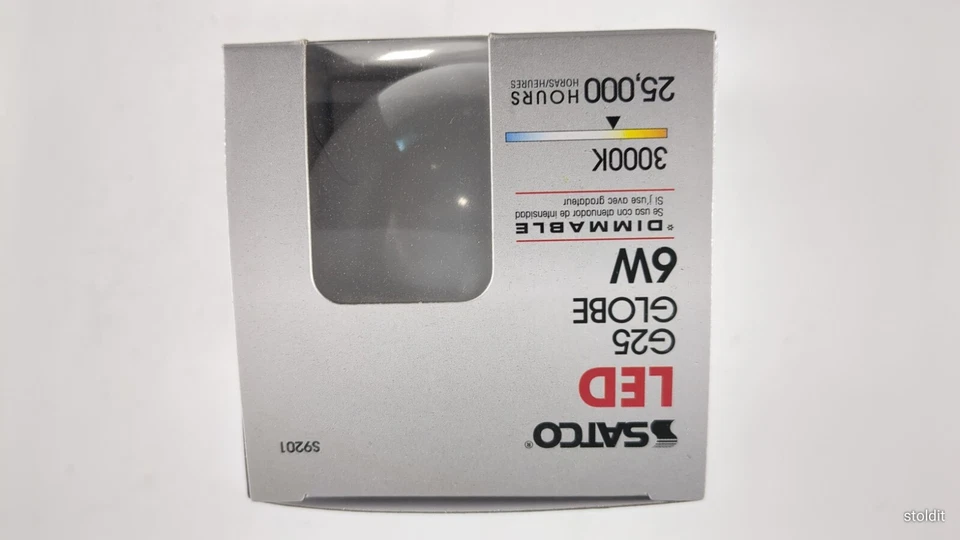 Satco S9201 LED Globe 6W =40W G25 3000K Soft Warm White Medium E26 120V Frosted - Image 3 of 4