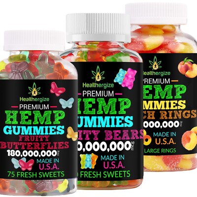 Natural Gummies-Gummy Bear, Butterfly, Peach-Sleep, Pain, Anxiety-USA MADE-3Pack