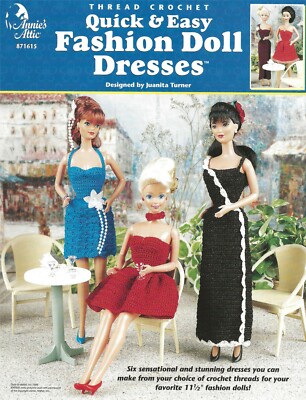 Quick & Easy Fashion Doll Dresses Barbie Red Dress Navy & Silver Wine Blue Peach