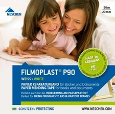 Neschen Filmoplast P90 White Paper Archival Mending Tape, 3/4" x 165'