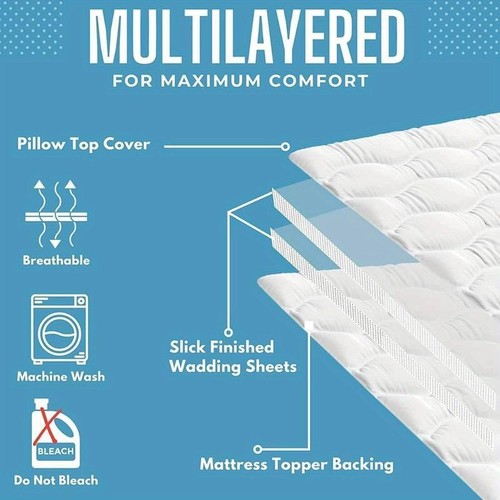 4" Inch 10cm Deep Mattress Topper Luxury Soft Hotel Quality Microfiber All Sizes - Picture 3 of 8