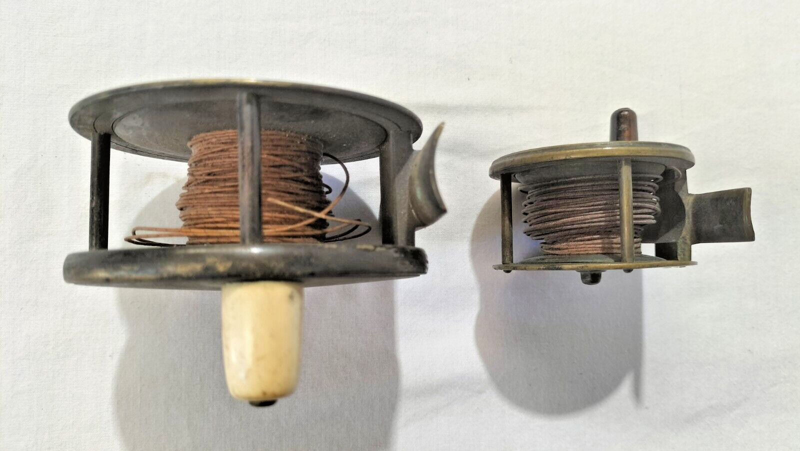 Antique Brass Fly Fishing Reels x 2 incl Chas Farlow 2 Scarce Antique