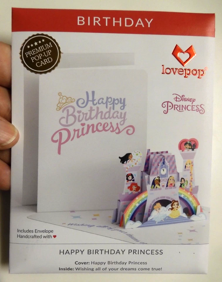2 Lovepop Cards Birthday Pop Up card 3D Pop Up Disney Princess Castle - Image 2 of 4