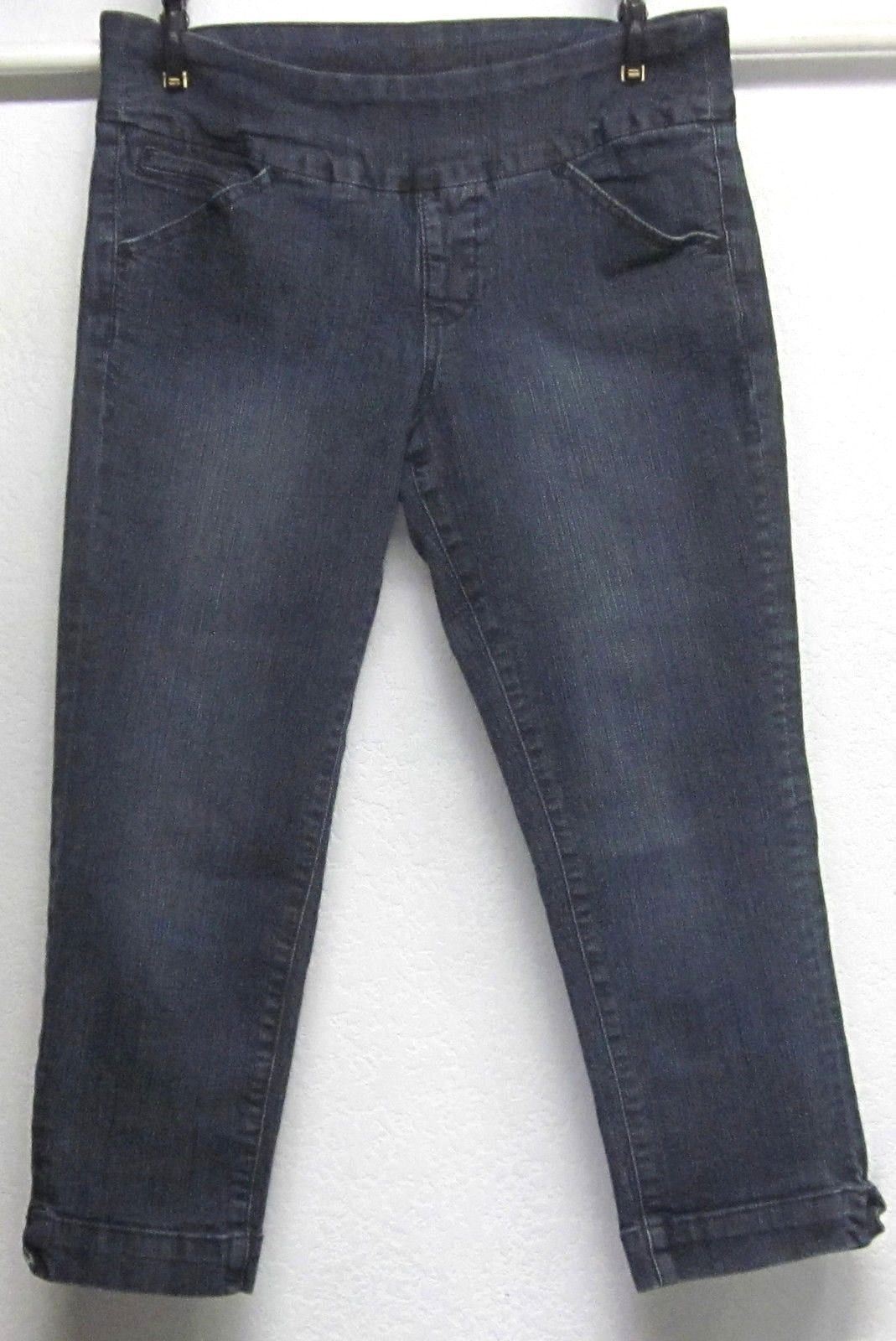 JAG WOMEN'S (6P) L23 SLIM FIT PULL ON DARK BLUE STRETCH CROPPED CAPRI JEANS