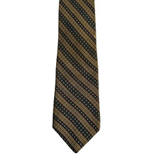 Yves Saint Laurent YSL Silk Tie Brown Gold Geometric Print Vintage 3" x 55.75"
