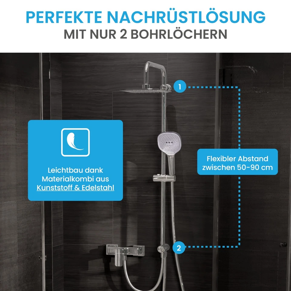 Bächlein - Überkopfbrauseset | Regendusche | Duschset | Edelstahl | Duschsystem - Bild 2 von 4