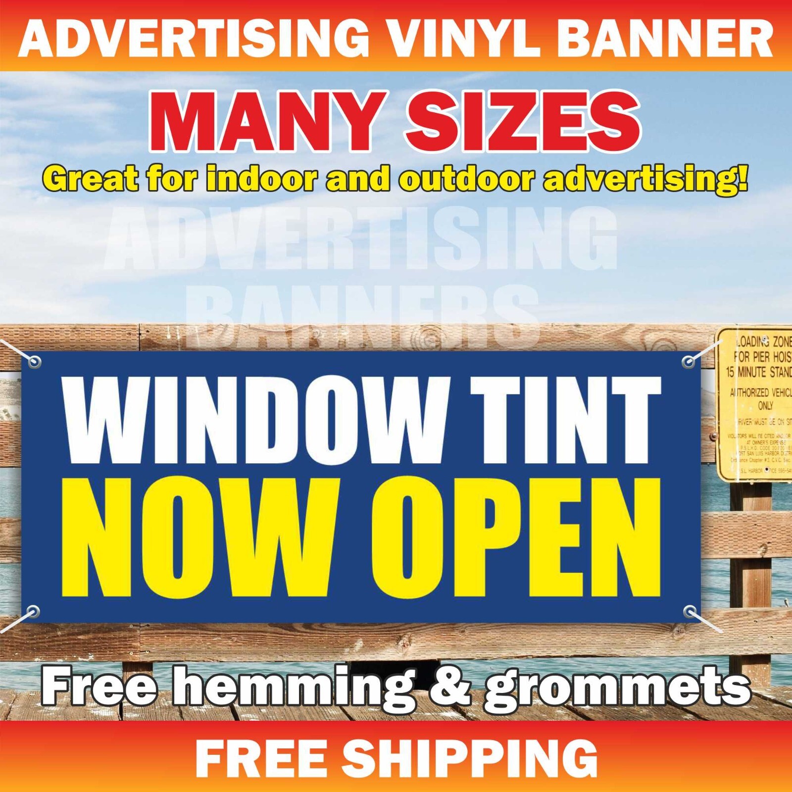 WINDOW TINT NOW OPEN Advertising Banner Vinyl Mesh Sign Repair Mechanic ...