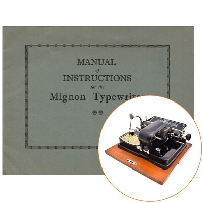 Mignon No.4 Typewriter Instruction Manual Antique User Vtg Heady Yuess AEG Genia