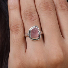 Rose Quartz Gemstone Ring 925 Sterling Silver Stylish Jewelry All Size MO2248
