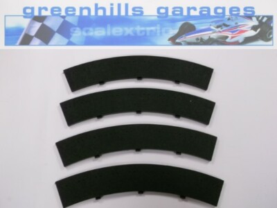 Greenhills Scalextric Curved Black Outer Barriers x 4 - Used - MACC21**