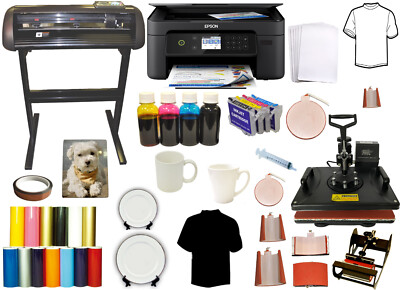 8in1 Combo Sublimation Heat Press Epson Printer 28 1000g Vinyl Cutter Plotter PK
