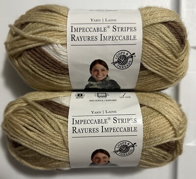 LOT of 2 IMPECCABLE STRIPES in OATMEAL STRIPE by LOOPS & THREADS 160yds 3oz