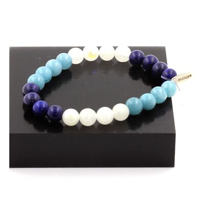 stones And Minerals. Lapis Lazuli + Aquamarine + Moonstone Bead Bracelet